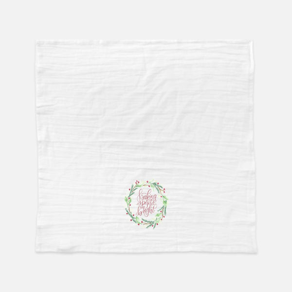 Baking Spirits Bright Holiday Wreath Floursack Kitchen Towel