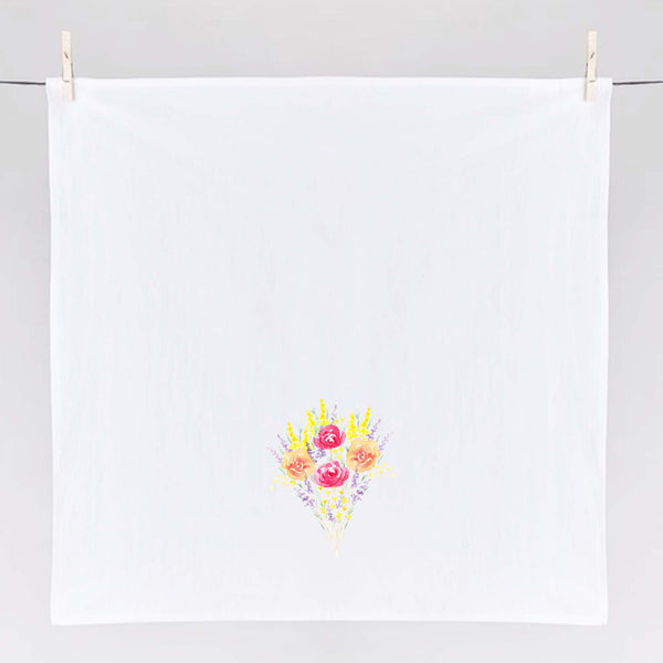 Wild Flowers Watercolor Floursack Kitchen Towel