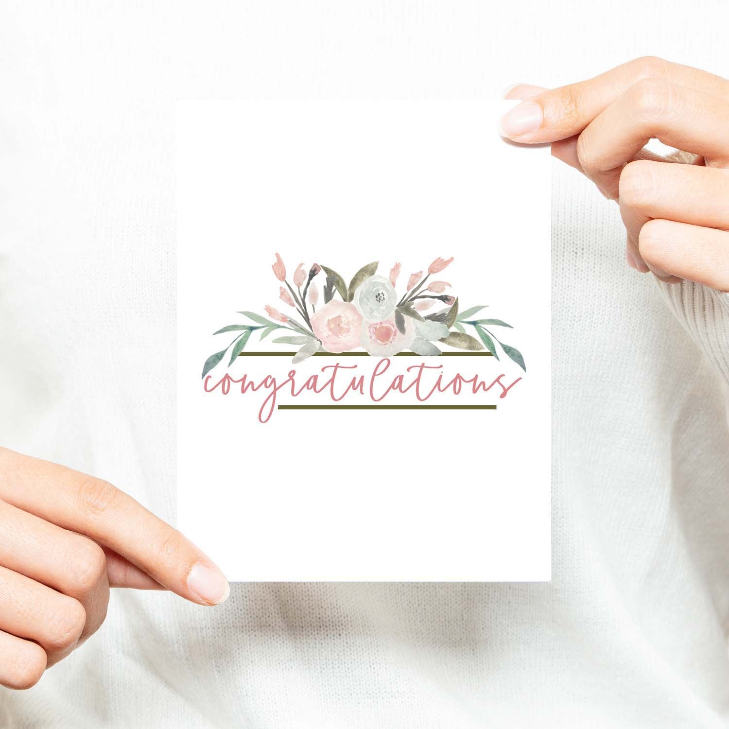 Congratulations Floral Watercolor Greeting Card