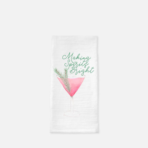 Christmas Cocktails Making Spirits Bright Floursack Kitchen Towel