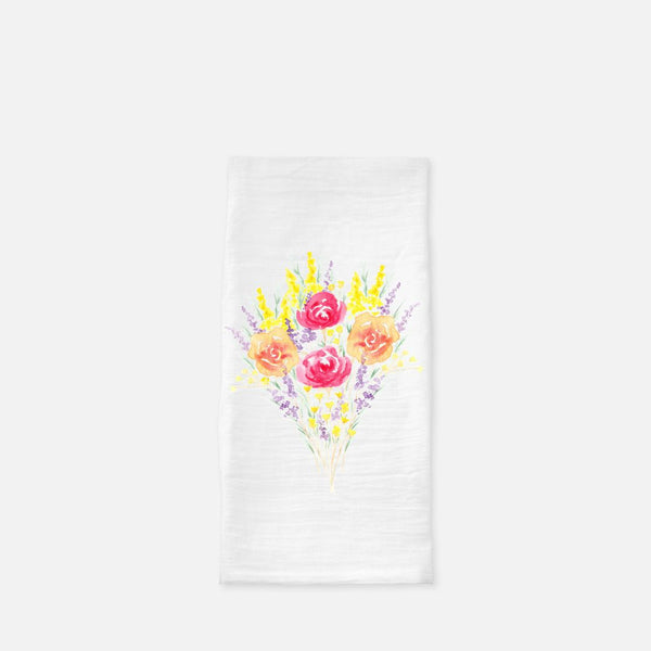 Wild Flowers Watercolor Floursack Kitchen Towel