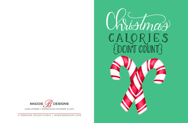 Christmas Calories Don't Count Watercolor Holiday Greeting Card