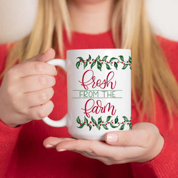 Fresh From The Farm Watercolor Holiday Mug - 15oz.