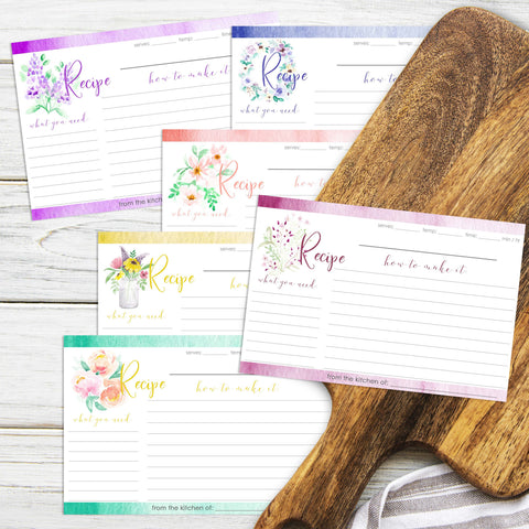 Garden Flowers Recipe Card Set of 12