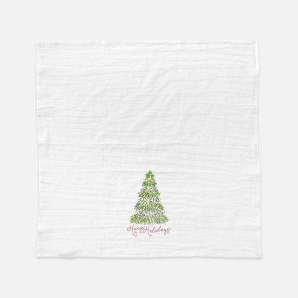 Colorful Watercolor Christmas Tree Floursack Tea Towel