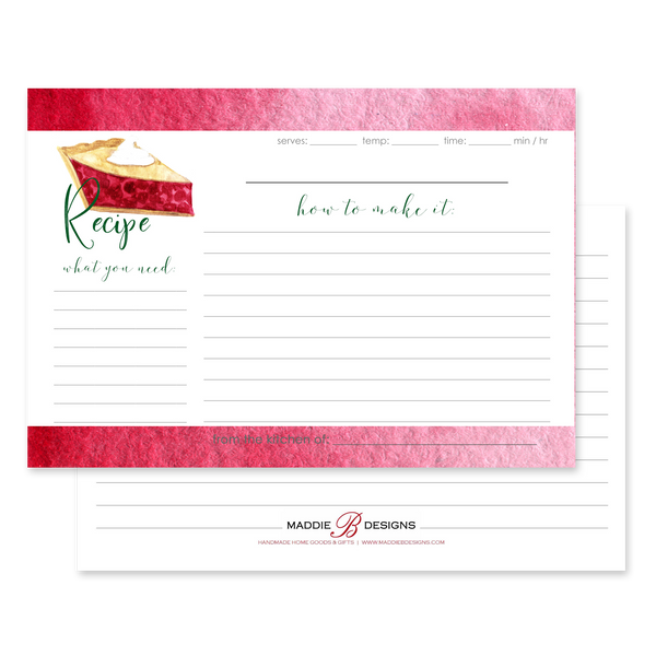 Christmas Collection - Watercolor Recipe Card Set of 12