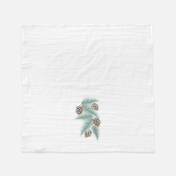 Evergreen Pinecones Watercolor Floursack Kitchen Tea Towel