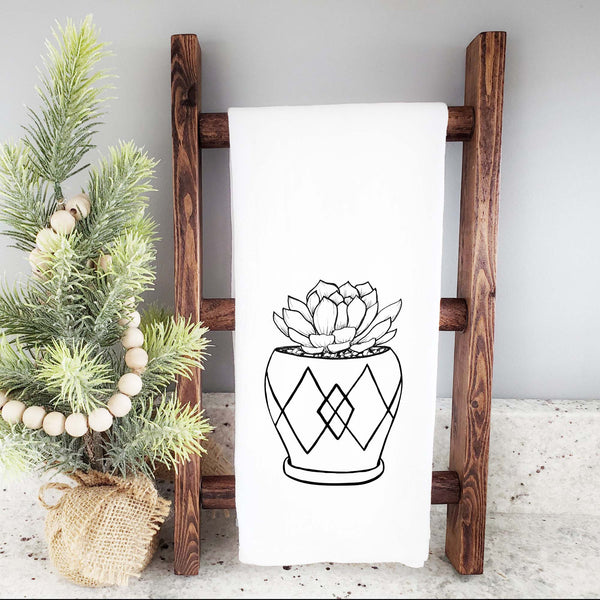 Potted Succulent Illustrated Floursack Kitchen Towel