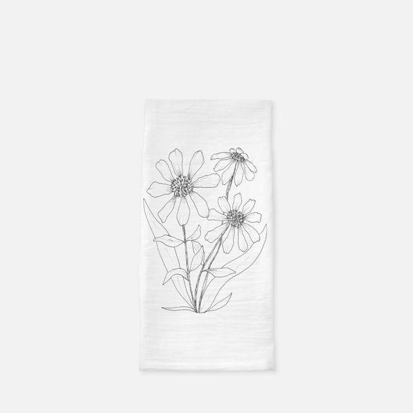 Gloriosa Daisies Illustrated Botanical Floursack Kitchen Towel