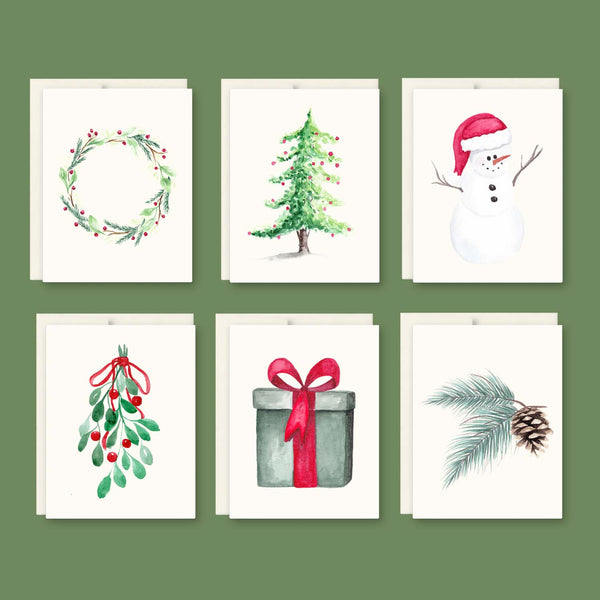 Christmas Classics Collection - Watercolor Notecard Set of 6