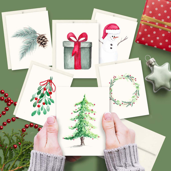 Christmas Classics Collection - Watercolor Notecard Set of 6