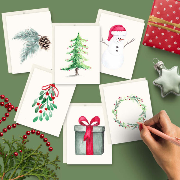 Christmas Classics Collection - Watercolor Notecard Set of 6