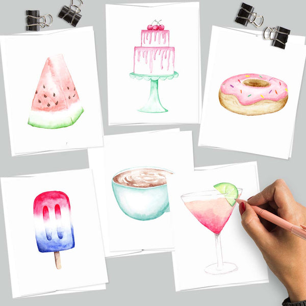 Tasty Treats Collection - Watercolor Notecard Set of 6