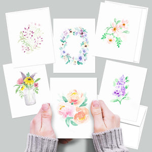 Garden Flowers Collection - Watercolor Notecard Set of 6